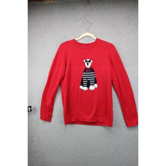 Tommy Hilfiger Women's Red Long Sleeve Sweater-Polar Bear-Size Medium-New w/Tags - Picture 1 of 8